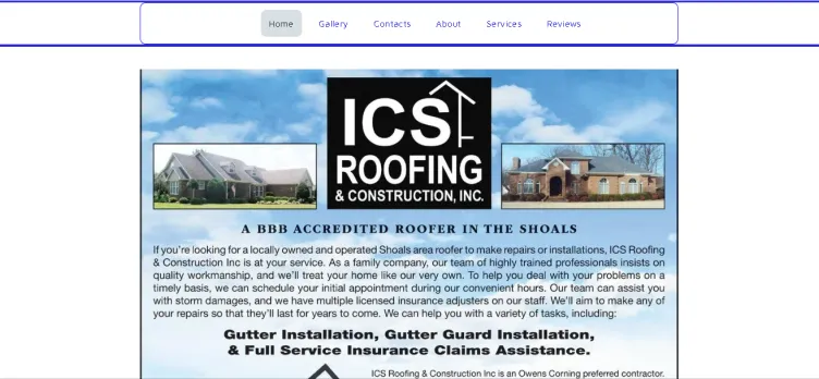 Screenshot ICS Roofing & Construction