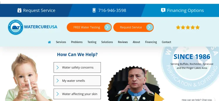 Screenshot Watercure USA: Water Treatment Services - Buffalo NY