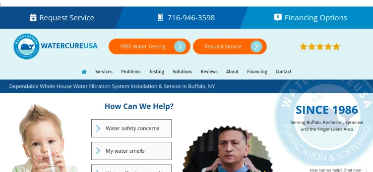 Screenshot Watercure USA: Water Treatment Services - Buffalo NY