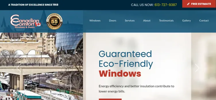 Screenshot Canadian Comfort Windows and Doors