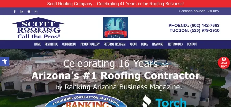 Screenshot Scott Roofing Company