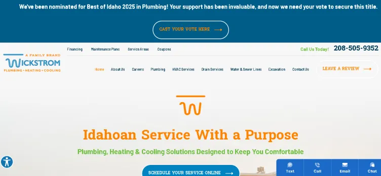 Screenshot Wickstrom Plumbing, Heating & Cooling