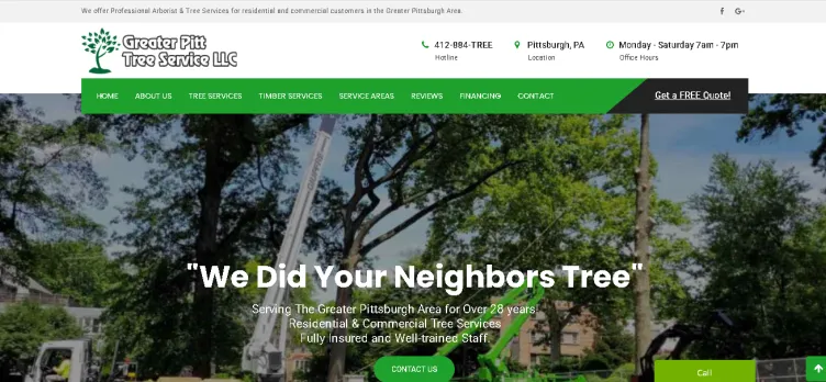 Screenshot Greater Pitt Tree Service