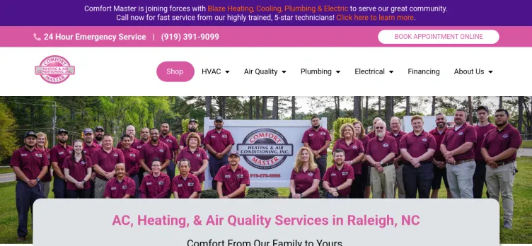 Screenshot Comfort Master Heating & Air Conditioning