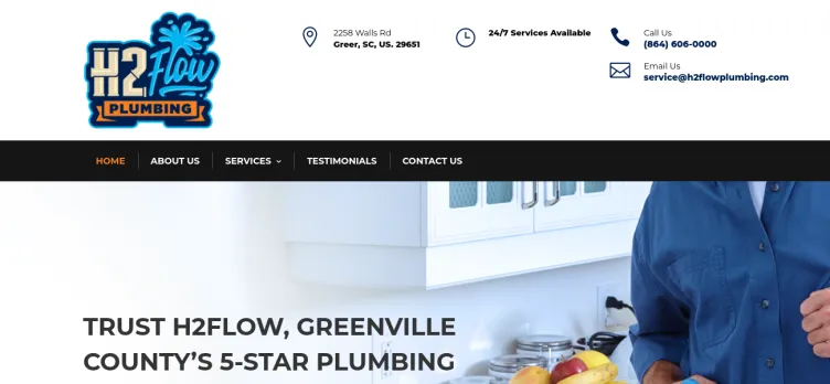 Screenshot H2Flow Plumbing