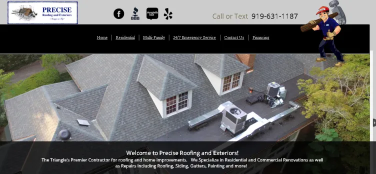 Screenshot Precise Roofing and Exteriors