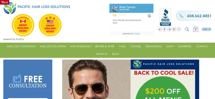 Screenshot Pacific Hair Loss Solutions