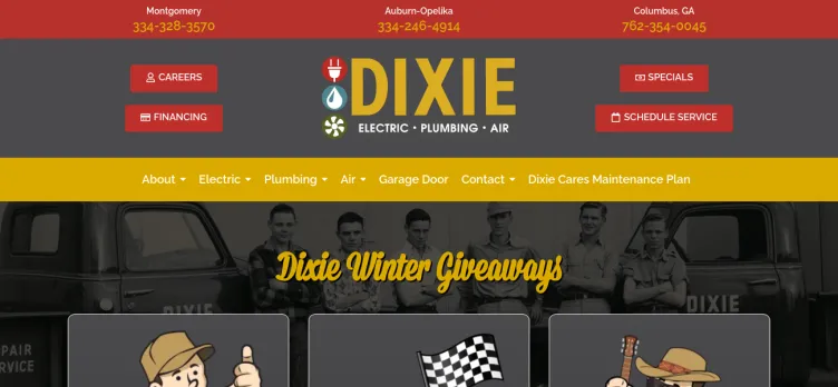 Screenshot Dixie Electric, Plumbing & Air