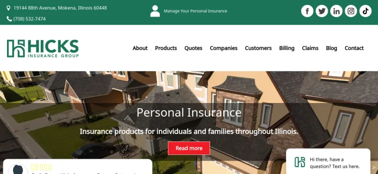 Screenshot Hicks Insurance Group