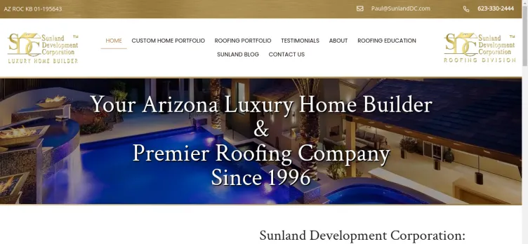 Screenshot Sunland Development Corporation - Roofing Division