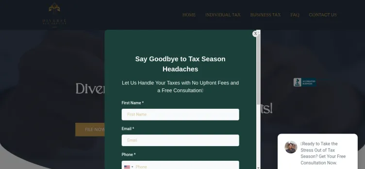 Screenshot Diverse Tax Service