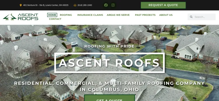 Screenshot Ascent Roofing Solutions