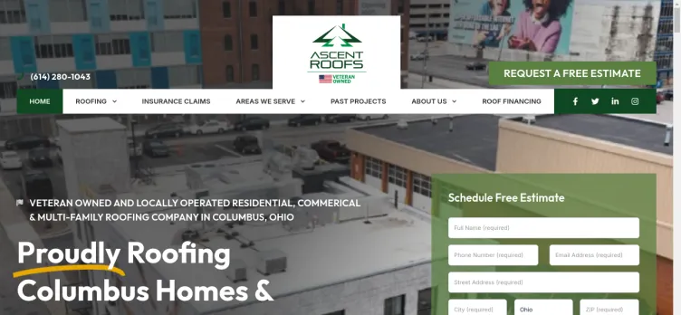 Screenshot Ascent Roofing Solutions