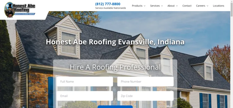 Screenshot Honest Abe Roofing of Evansville