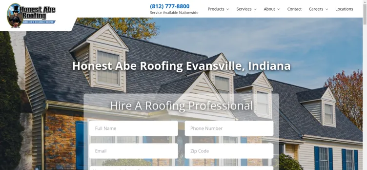 Screenshot Honest Abe Roofing of Evansville