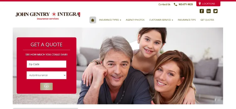 Screenshot Gentry Integra Insurance Services