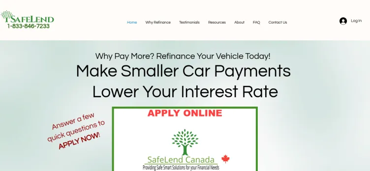 Screenshot SafeLend Canada