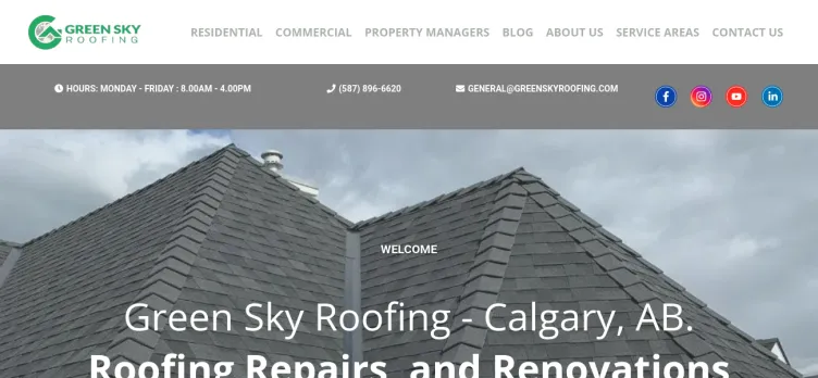 Screenshot Greensky Roofing Calgary
