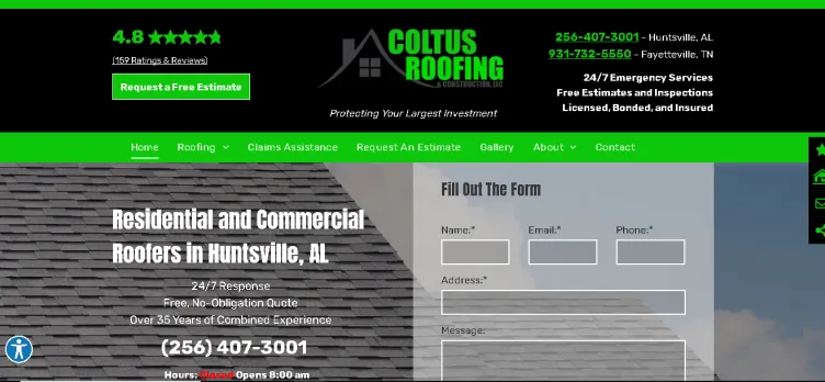 Screenshot Coltus Roofing and Construction