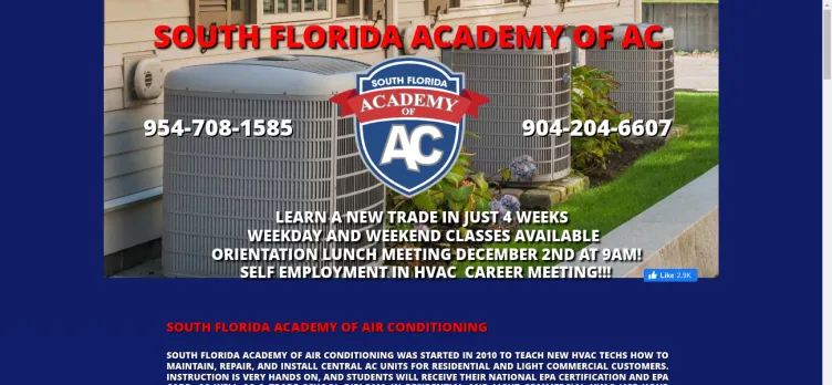 Screenshot South Florida Academy of Air Conditioning