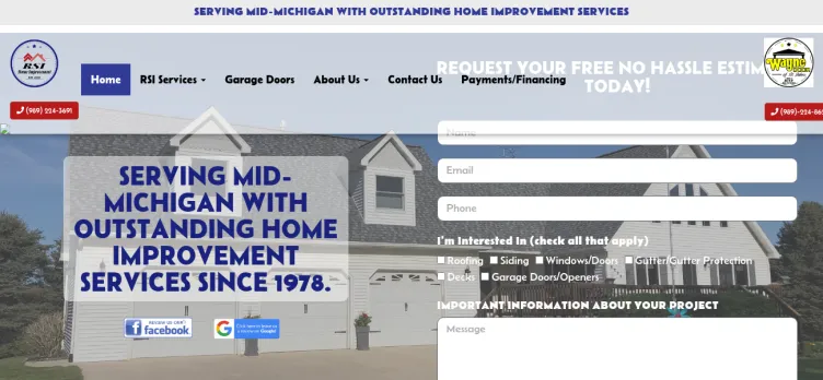 Screenshot RSI Home Improvement & Wayne Door of St. Johns