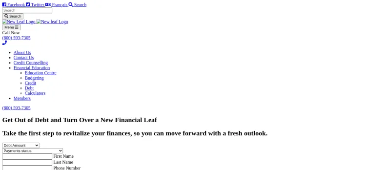 Screenshot New Leaf Debt Solutions