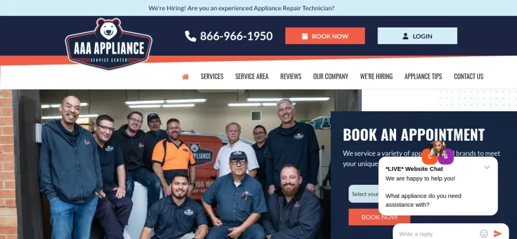 Screenshot AAA Appliance Service Center