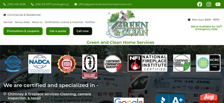 Screenshot Green & Clean Homes Services, USA