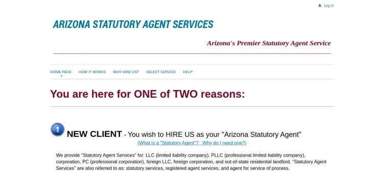 Screenshot Arizona Statutory Agent Services