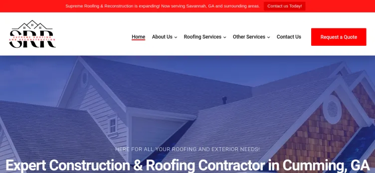 Screenshot Supreme Roofing and Reconstruction