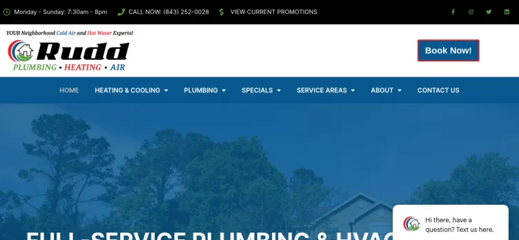 Screenshot Rudd Plumbing, Heating and Air