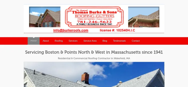 Screenshot Thomas Burke Roofing & Gutters