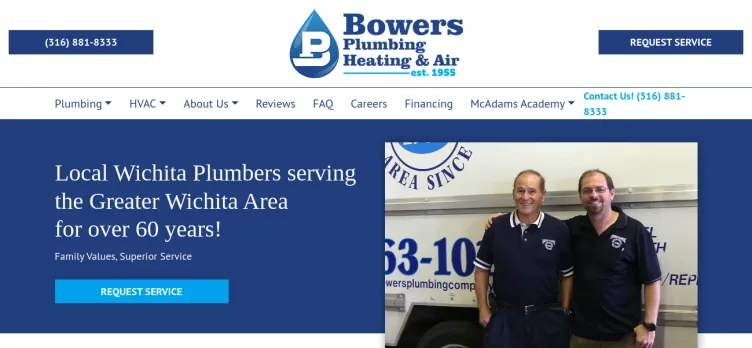 Screenshot Bowers Plumbing Company
