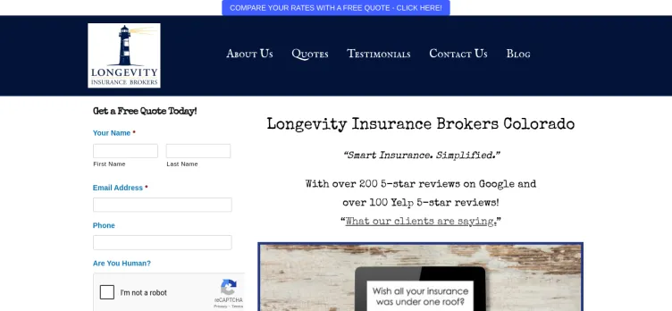 Screenshot Longevity Insurance Brokers