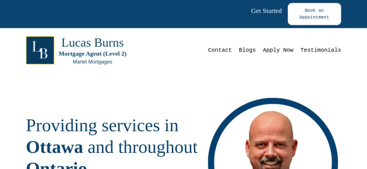 Screenshot Lucas Burns Mortgage Agent for Martel Mortgages