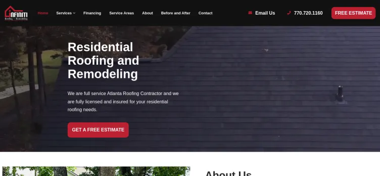 Screenshot Infiniti Roofing & Remodeling