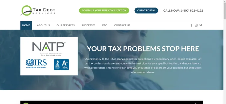Screenshot Tax Debt Services