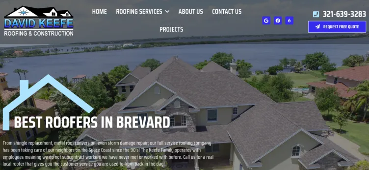 Screenshot David Keefe Roofing & Construction