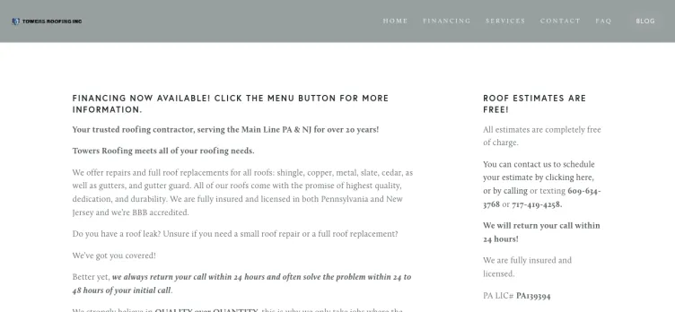 Screenshot Towers Roofing