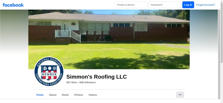 Screenshot Simmons Roofing
