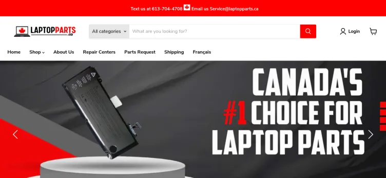 Screenshot Laptop Parts Canada