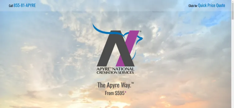 Screenshot Apyre National Cremation Services