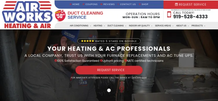 Screenshot Air Works Heating & Air