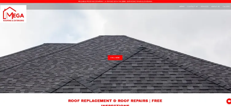 Screenshot Mega Roofing and Exteriors