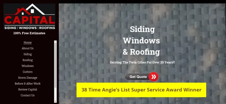 Screenshot Capital Siding, Windows & Roofing