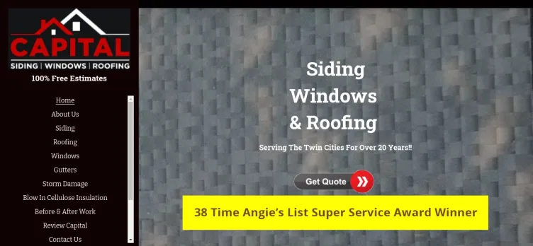 Screenshot Capital Siding, Windows & Roofing