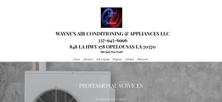 Screenshot Wayne's Heating, Air Conditioning & Appliance