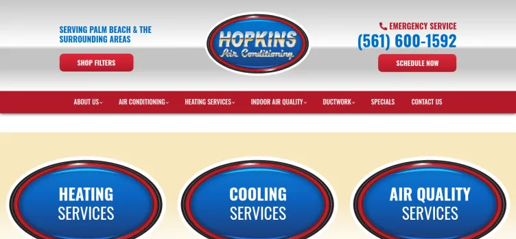 Screenshot Hopkins Air Conditioning