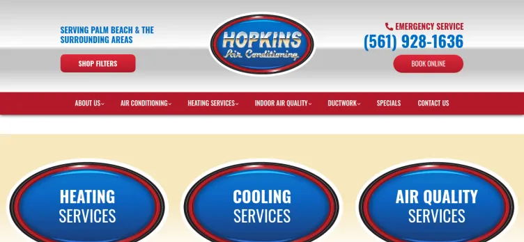 Screenshot Hopkins Air Conditioning