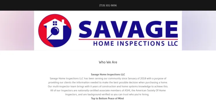 Screenshot Savage Home Inspections